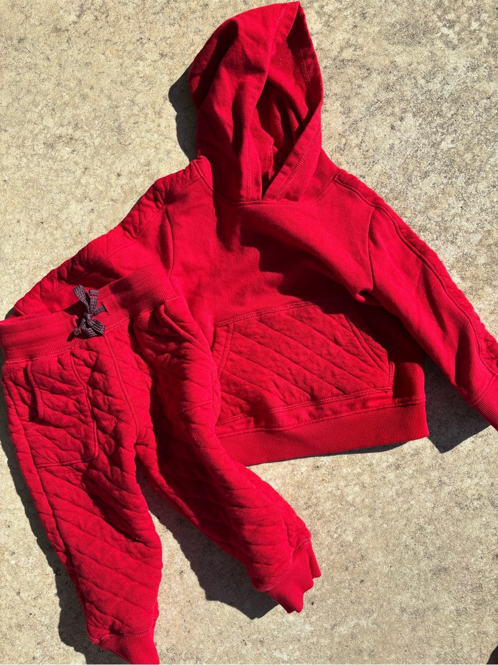 Red Quilted Hoodie and Pants Set